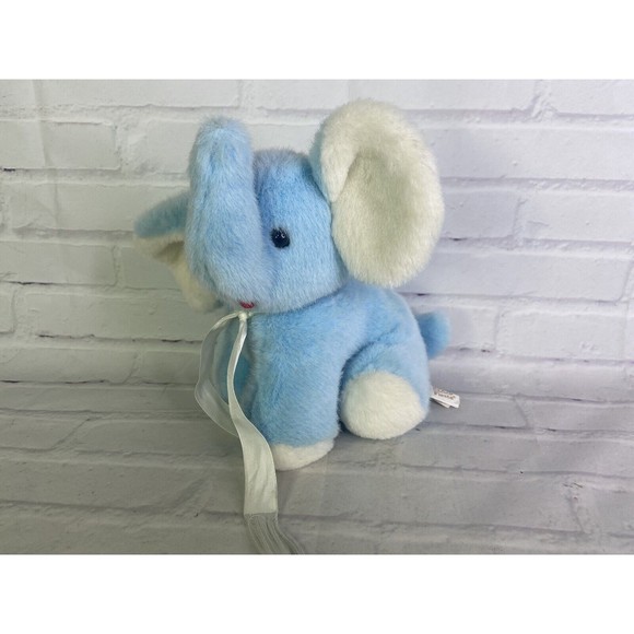 Vintage Fiesta Elephant Baby Blue White Plush Stuffed...